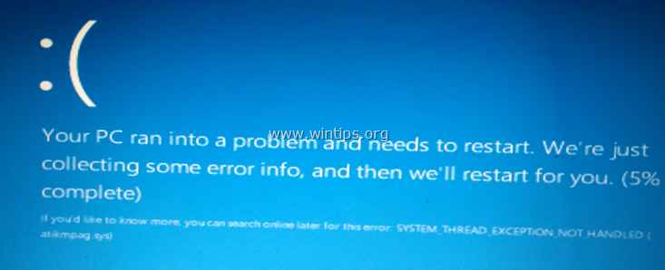 ARREGLAR: EXCEPCIÓN DE HILO DEL SISTEMA NO MANEJA en Windows 10/8 (Resuelto)