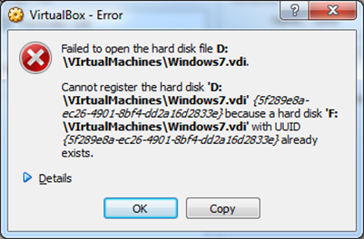 FIX: VirtualBox falla al abrir el archivo del disco duro. No se puede registrar el disco duro virtual porque ya existe un disco con el mismo UUID.(Solucionado)