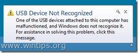 Cómo solucionar el problema del dispositivo USB no reconocido o del USB no instalado.