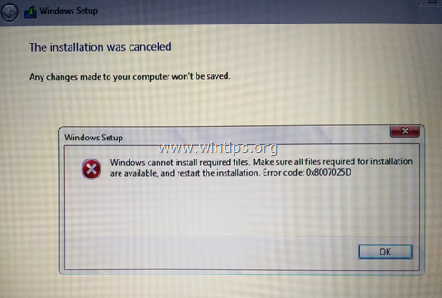 FIX: Error 0x8007025D Error de configuración de Windows (Windows 10/8/7)