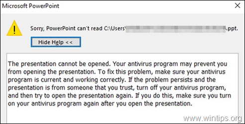 FIX: La presentación no se puede abrir en PowerPoint (Solucionado).